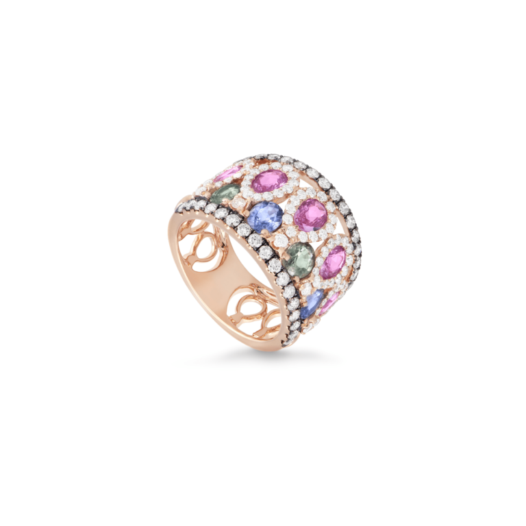 Piero Milano - Bague « Cocktail » en or rose et saphirs