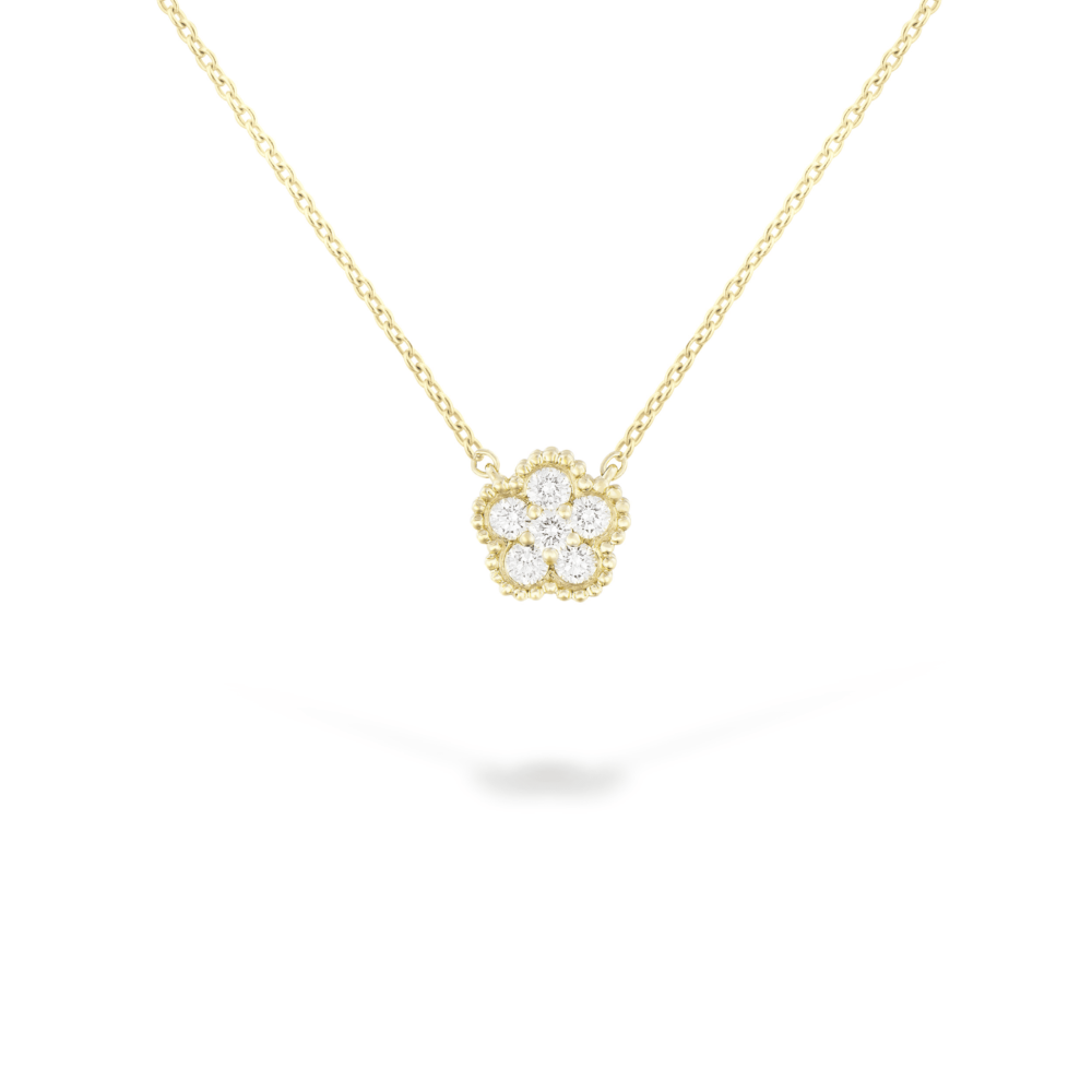 Flower necklace with diamonds
