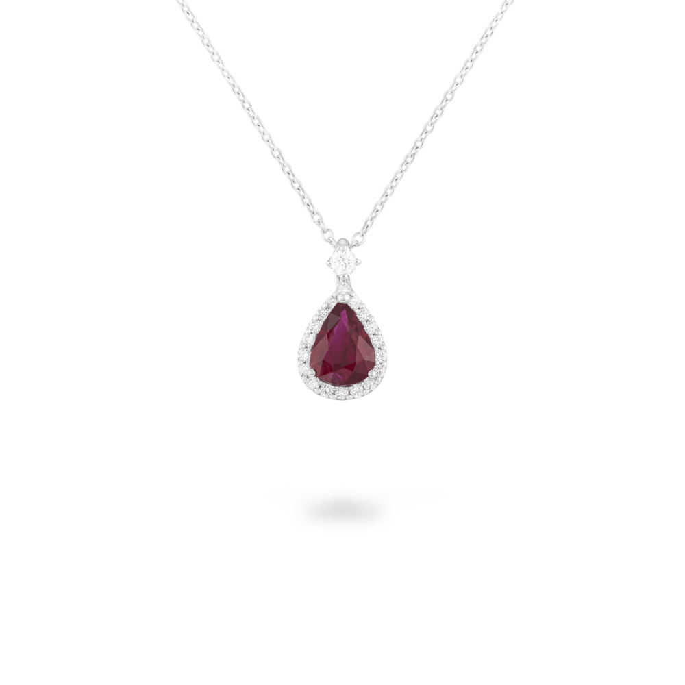 Necklace with diamond and ruby