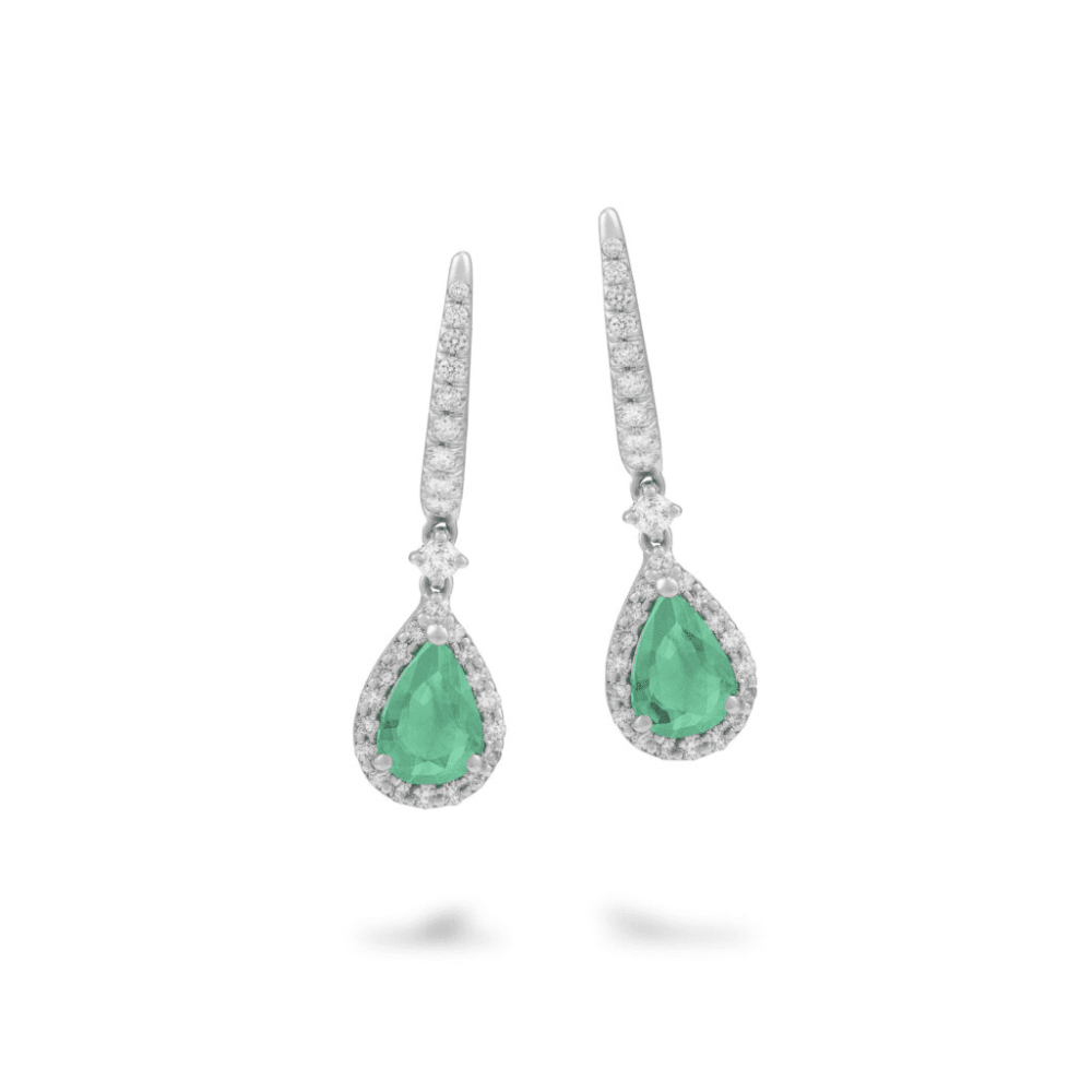 Earrings with emeralds and diamonds