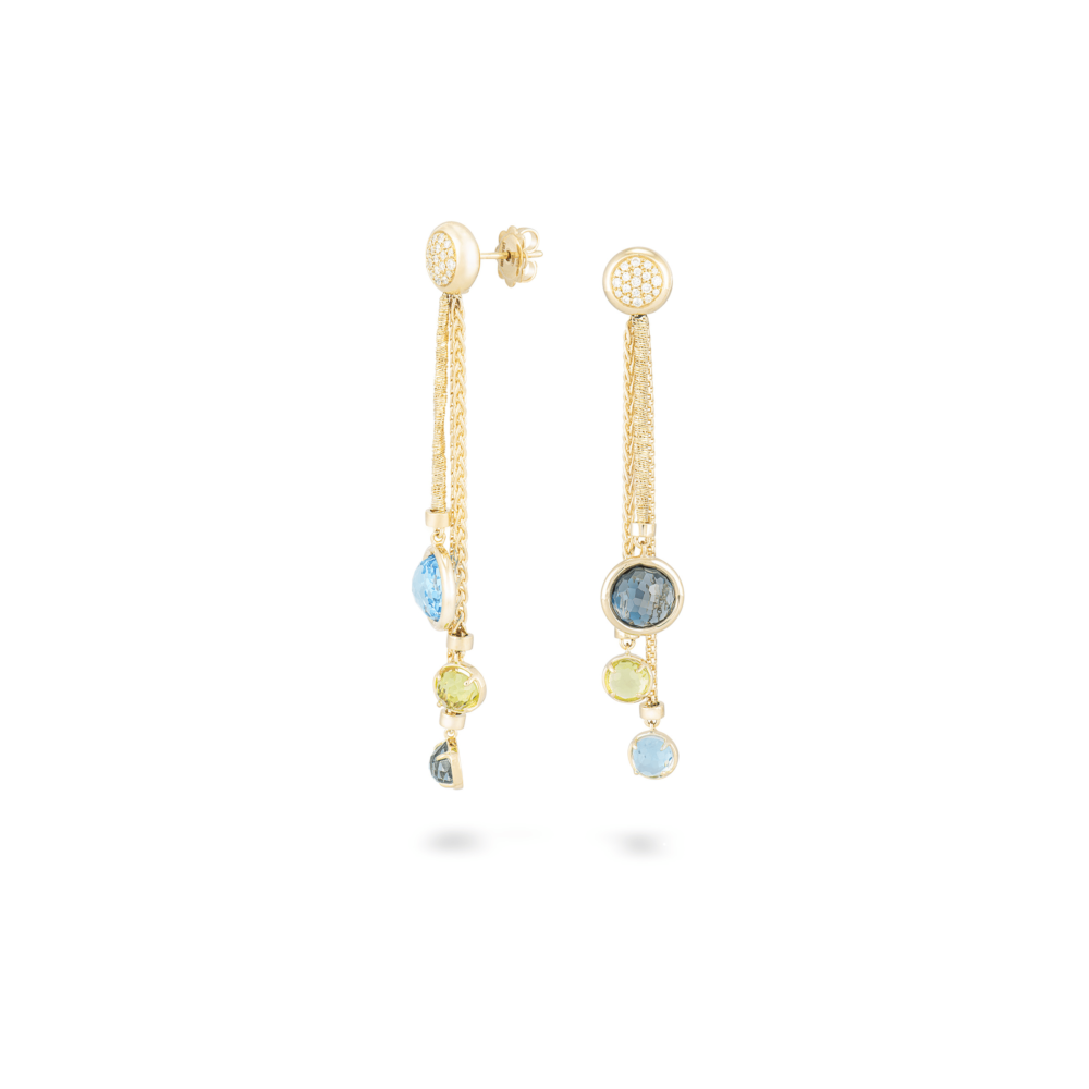 Earrings with peridot, London topaz and Swiss topaz