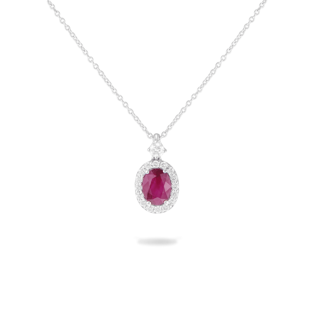 Necklace with ruby and diamonds