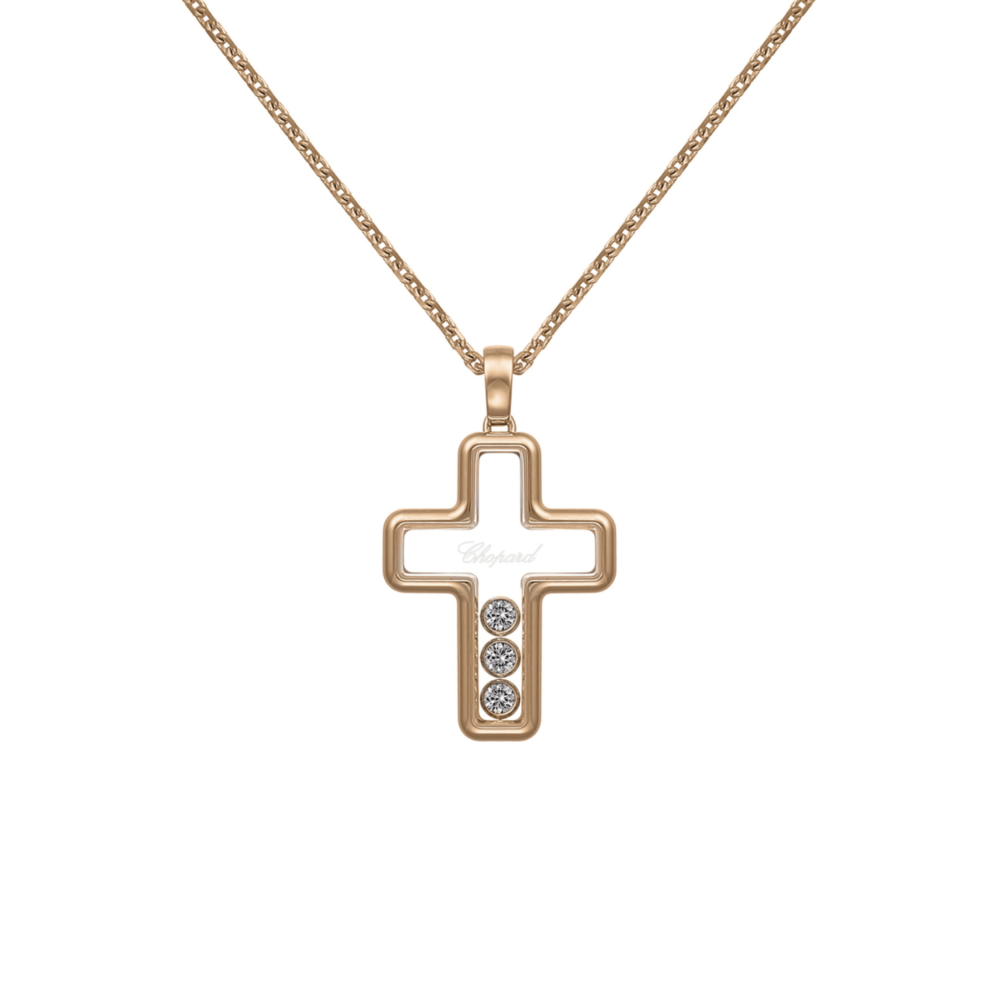 Happy Diamonds Good Luck Charms croix or rose 750