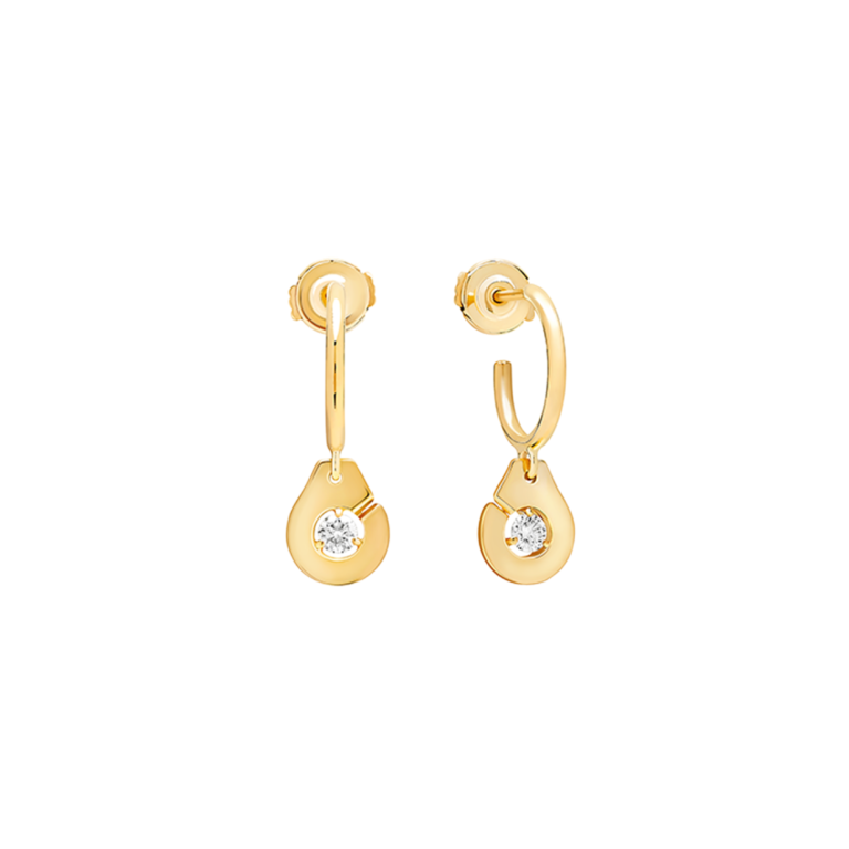 Dinh Van - R8 yellow gold and diamond hoop earrings