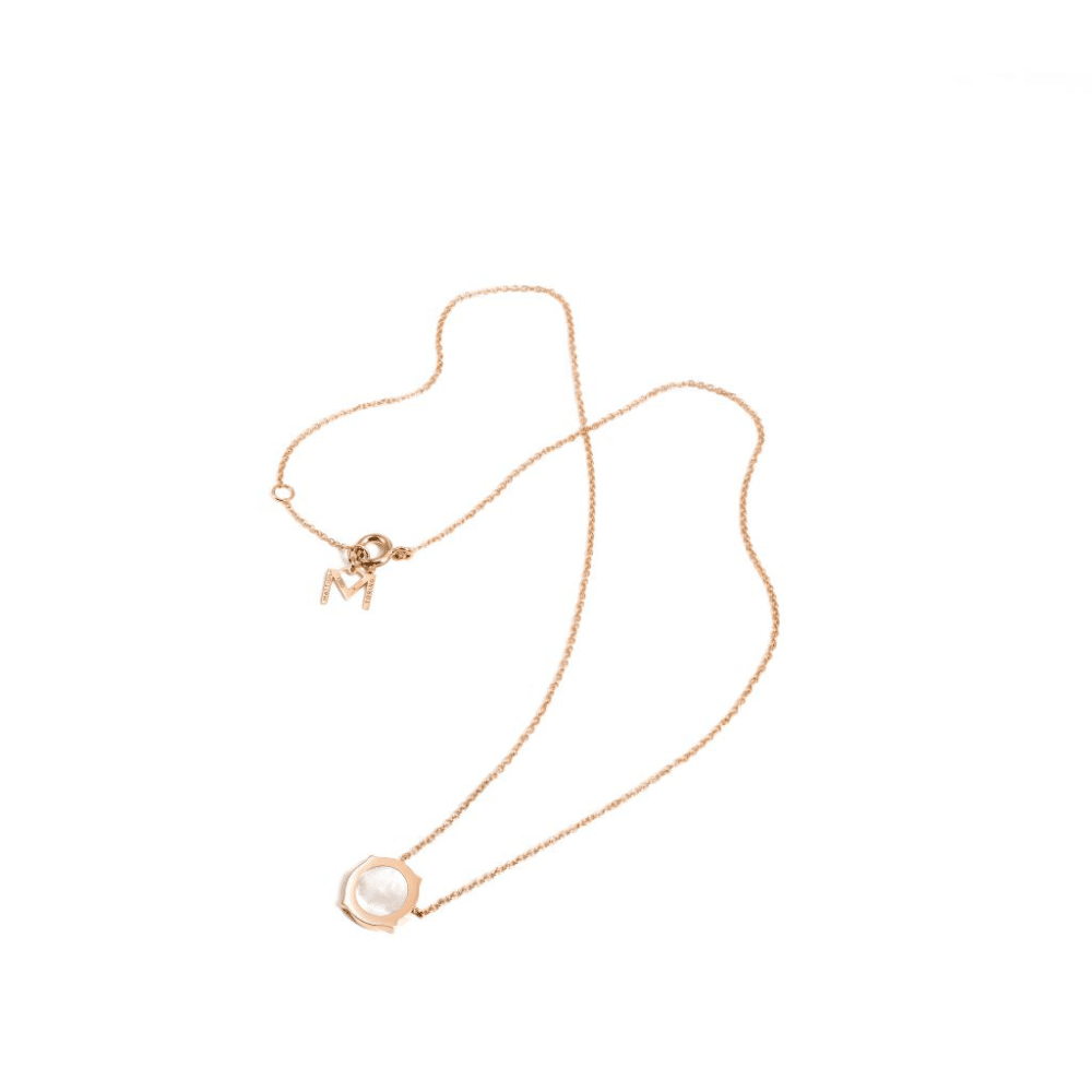 Collier en or rose pendentif en nacre