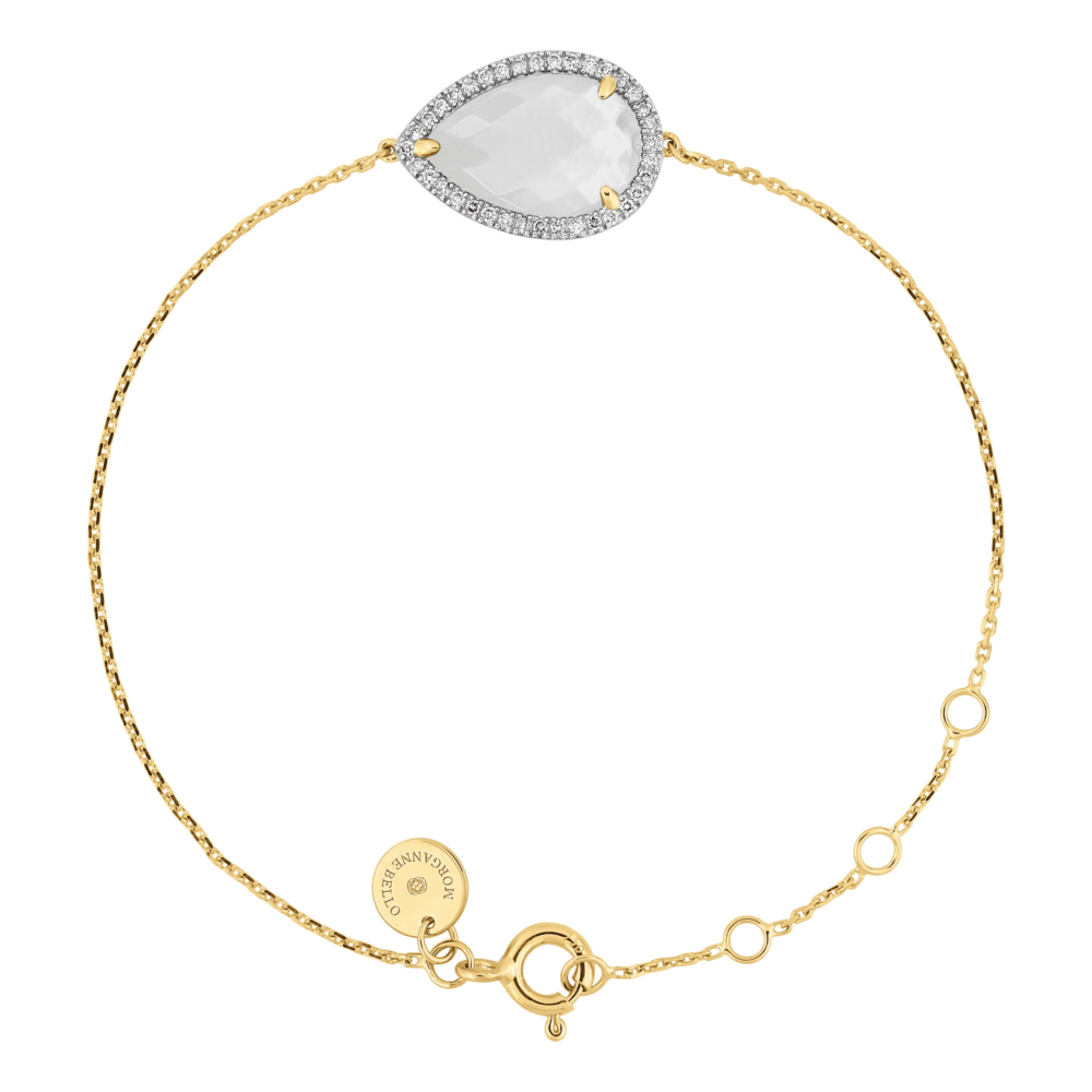 Alma bracelet in yellow gold with white mother-of-pearl and diamonds