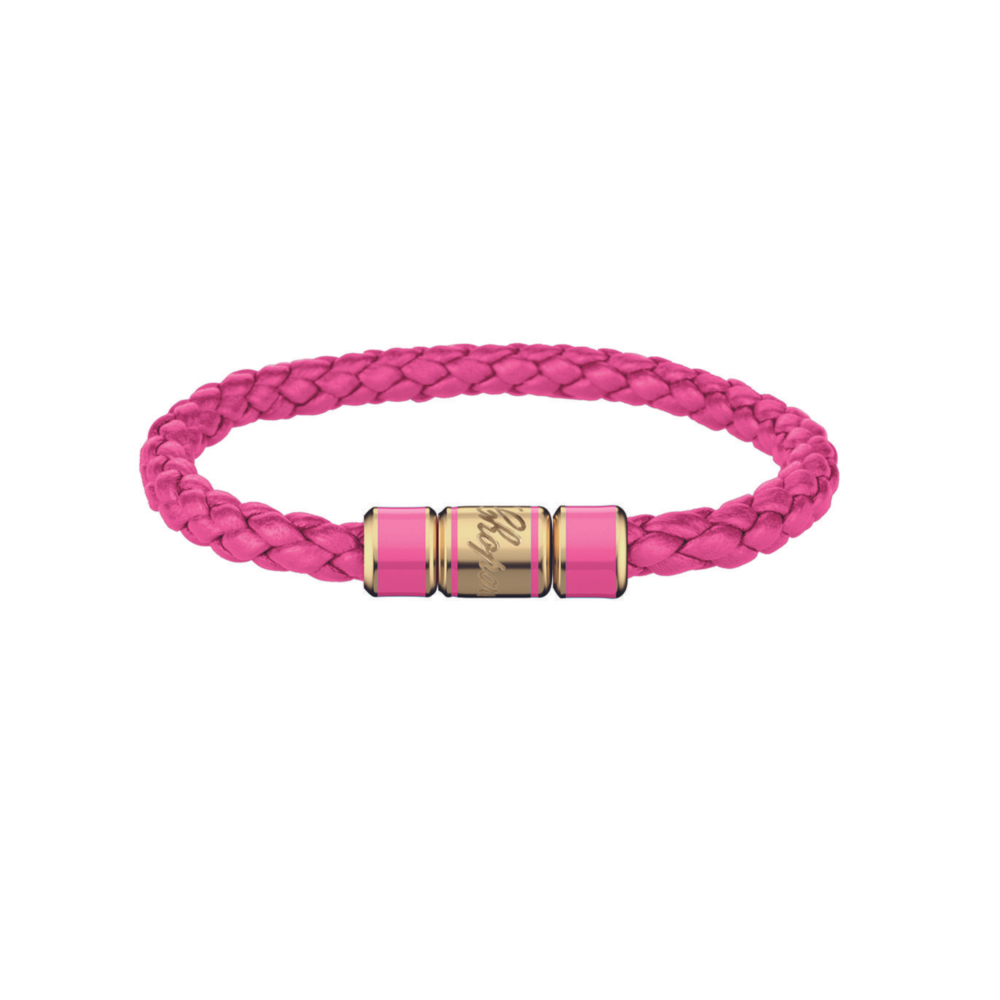 Bracelet tressé en cuir – fermoir en métal plaqué jaune