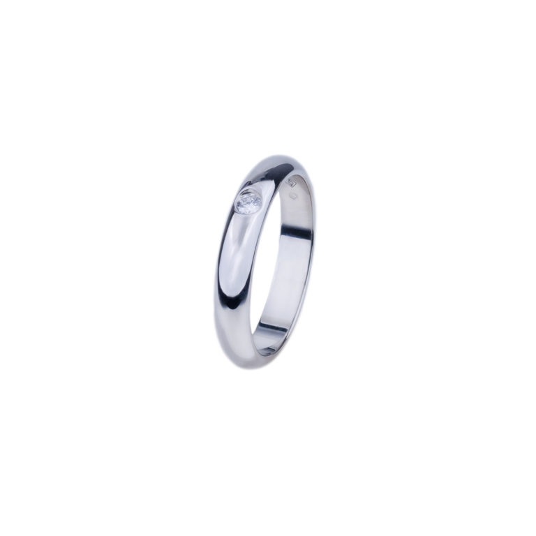 Cartier - 1895 alliance platine avec 1 diamant
