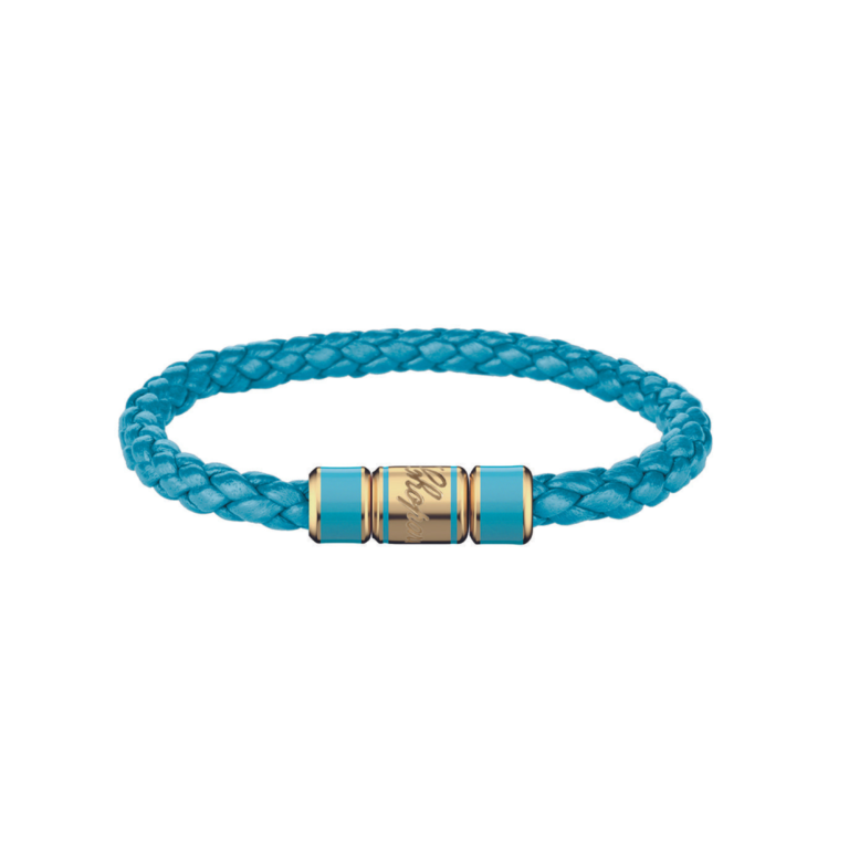 Chopard - Bracelet tressé en cuir – fermoir en métal plaqué jaune
