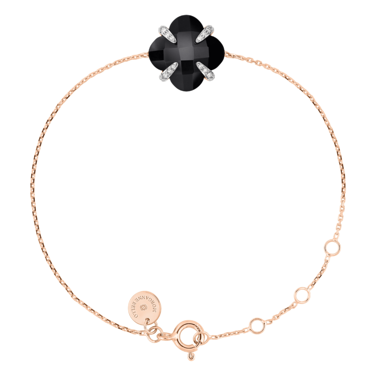 Morganne Bello - Bracelet Victoria Lys onyx en or rose avec diamants