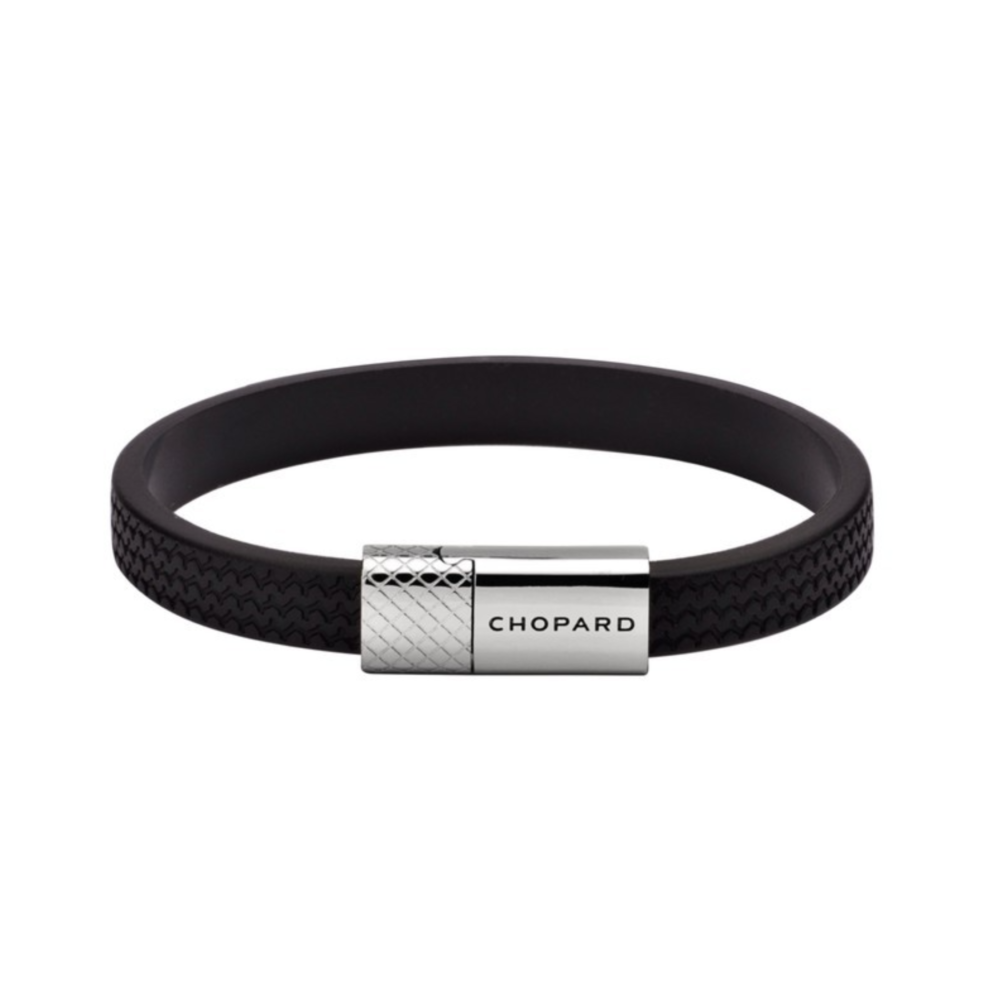 Bracelet en caoutchouc motif pneu avec fermoir en acier