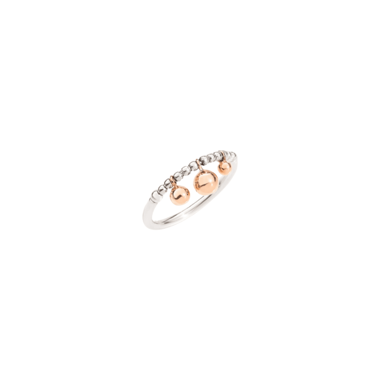Dodo - Bollicine Bague en argent avec sphères en or rose 375