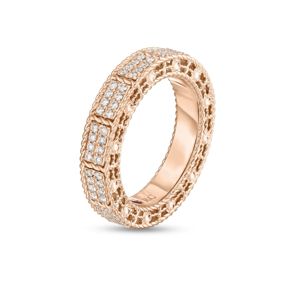 Pink gold ring with diamonds