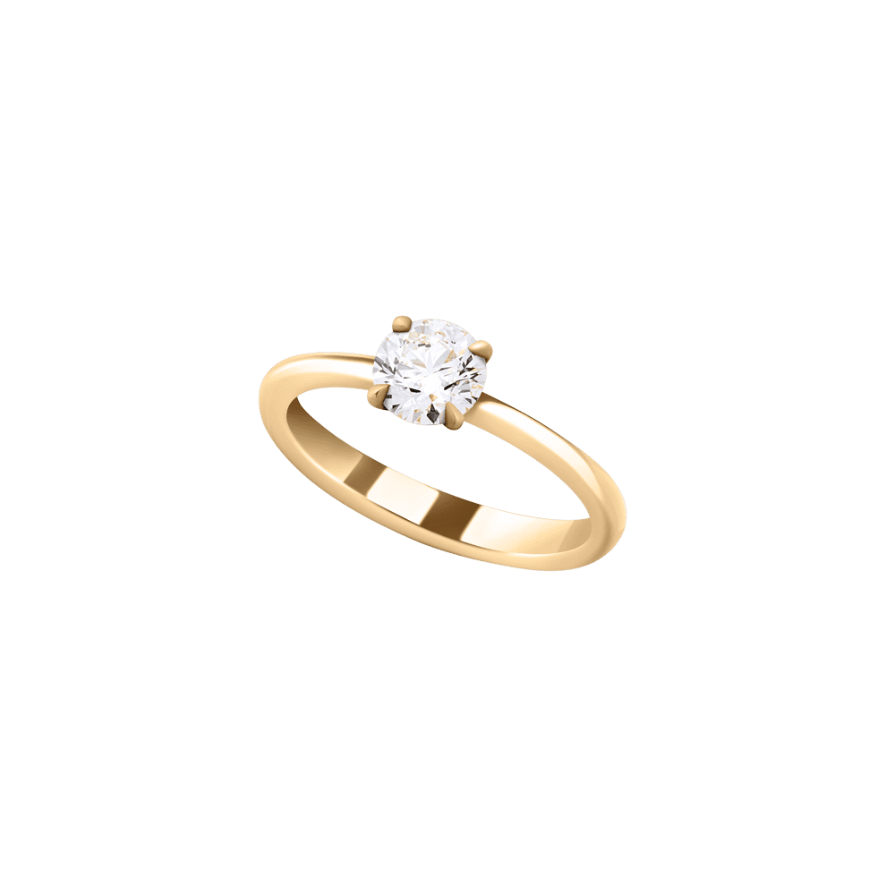 Solitaire in yellow gold with brilliant-cut diamond