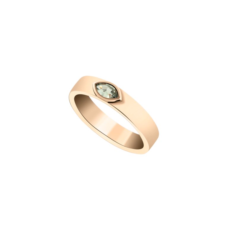 Lionel Meylan Créations - Mix&Match pink gold ring set with a marquise-cut sapphire