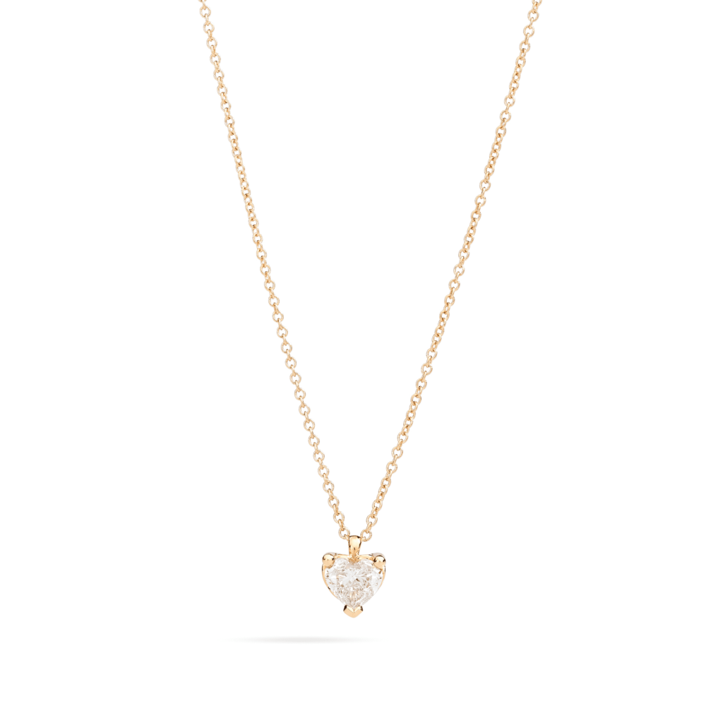 Collier en or jaune avec diamant taille cœur 0.22ct