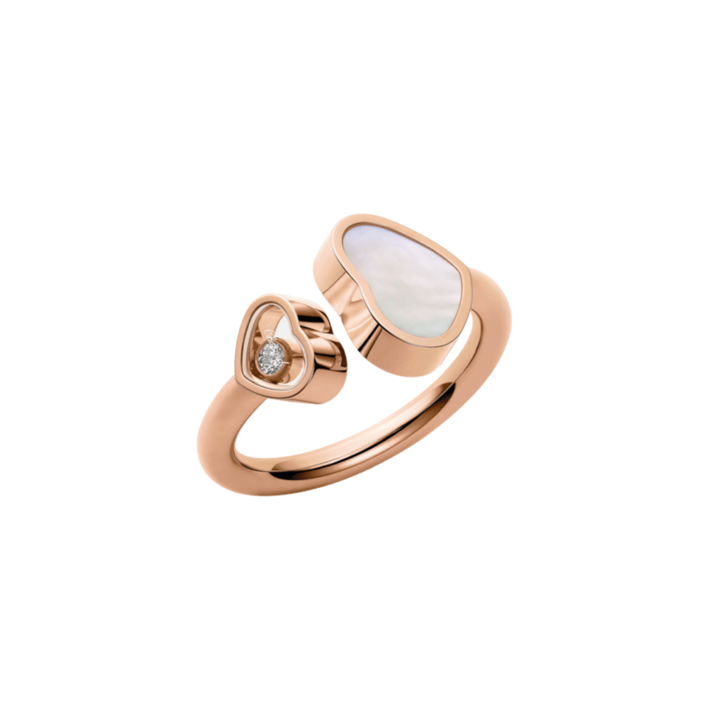 Happy Hearts – Bague en or rose en forme de cœur avec nacre