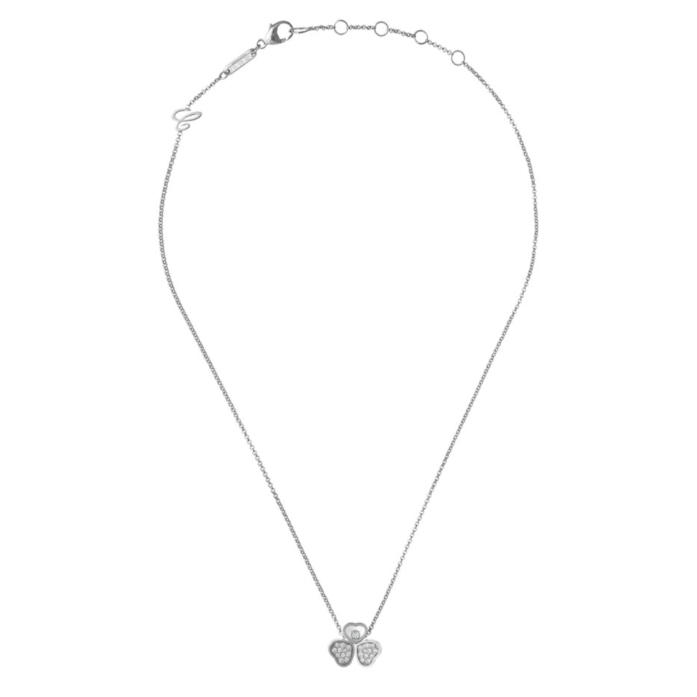 Happy Hearts – Collier en or gris avec cœurs serties de diamants