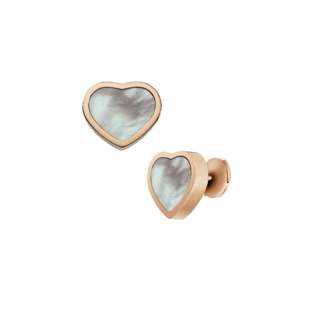 Happy Hearts – boucles d’oreilles en or rose avec nacre