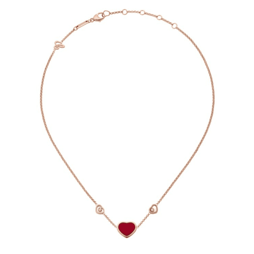 Happy Hearts – Collier en or rose avec motifs cœurs