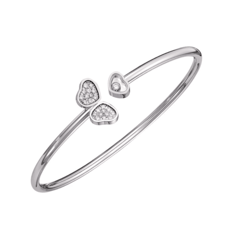 Chopard - Happy Hearts – Bracelet rigide en or gris avec cœurs sertis de diamants