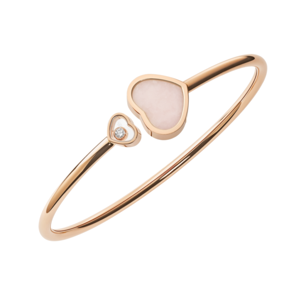 Happy Hearts – Bracelet rigide en or rose avec une opale et diamant
