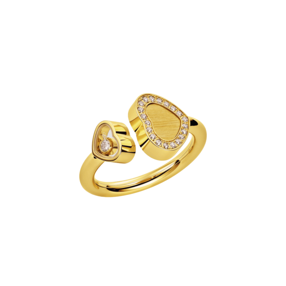 Happy Hearts – Bague en or jaune avec un cœur serti de diamants