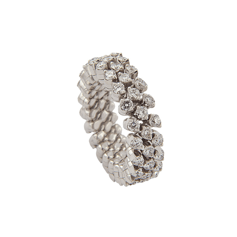 Serafino Consoli - 3-row ring in white gold with diamonds