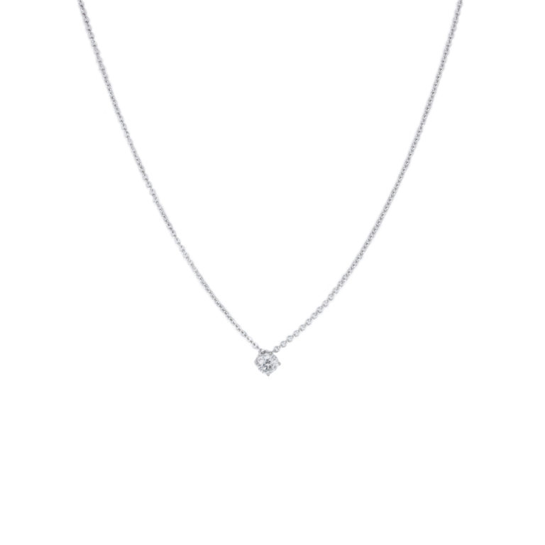 Lionel Meylan Créations - Collitaire en or blanc serti d’un diamant taille brillant – total 0.35ct