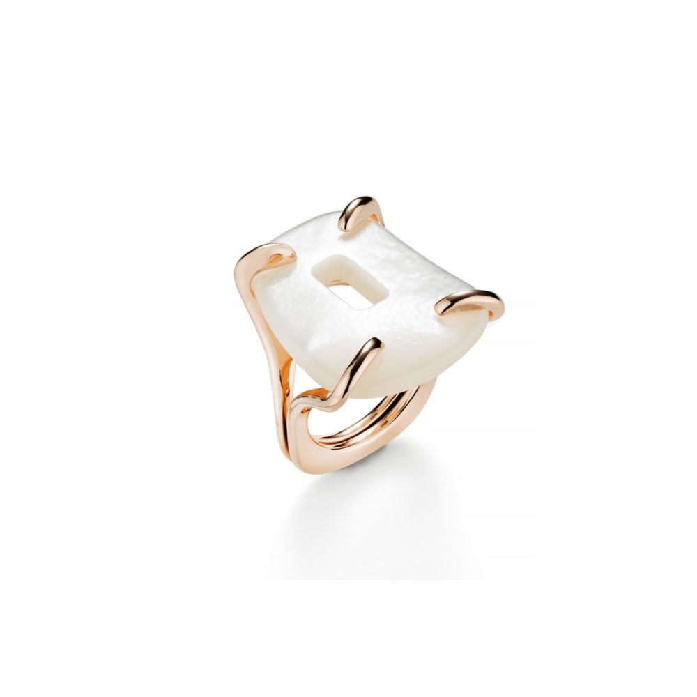 Puzzle medium ring in pink gold 740