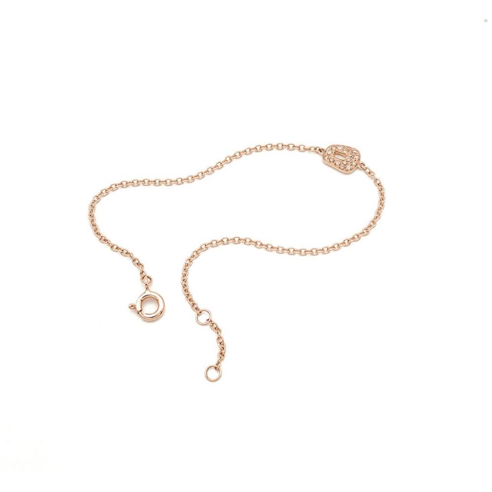 Mini puzzle bracelet in yellow gold set with brown diamonds