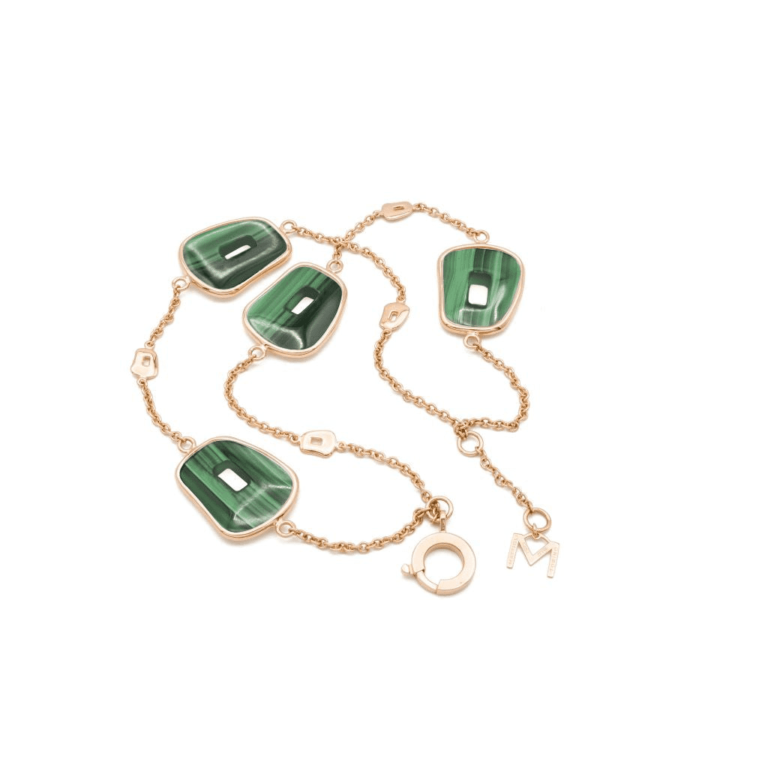Mattioli - Rose gold puzzle bracelet with malachite elements