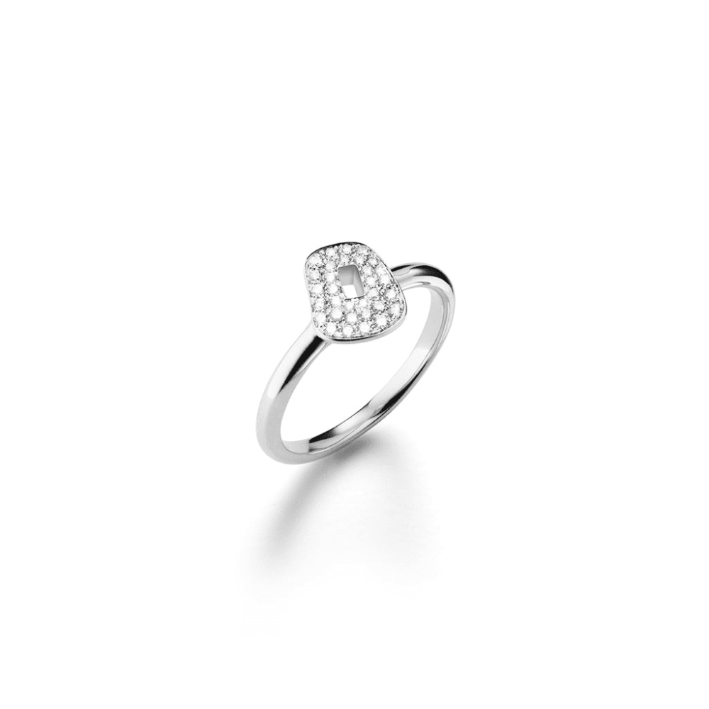 Mini puzzle ring in 750 white gold set with white diamonds
