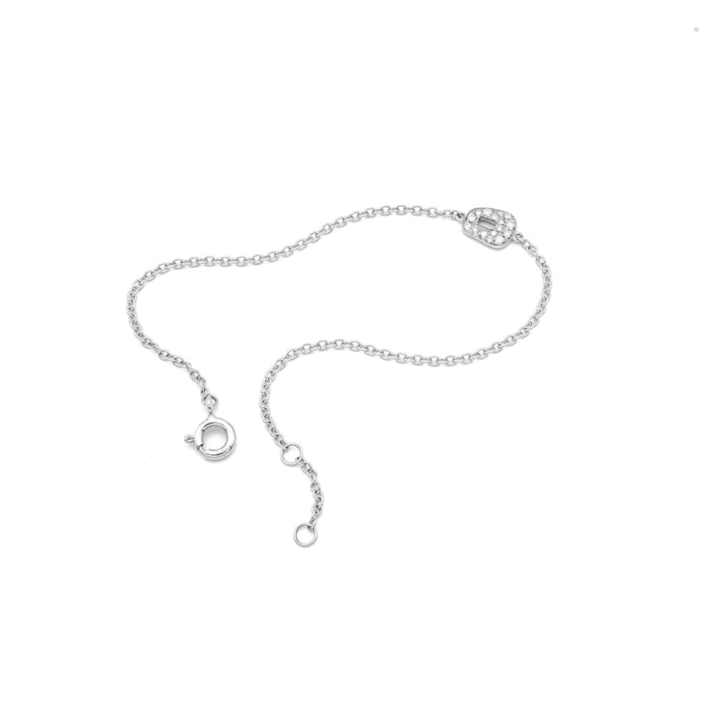 Mini puzzle bracelet in white gold set with white diamonds