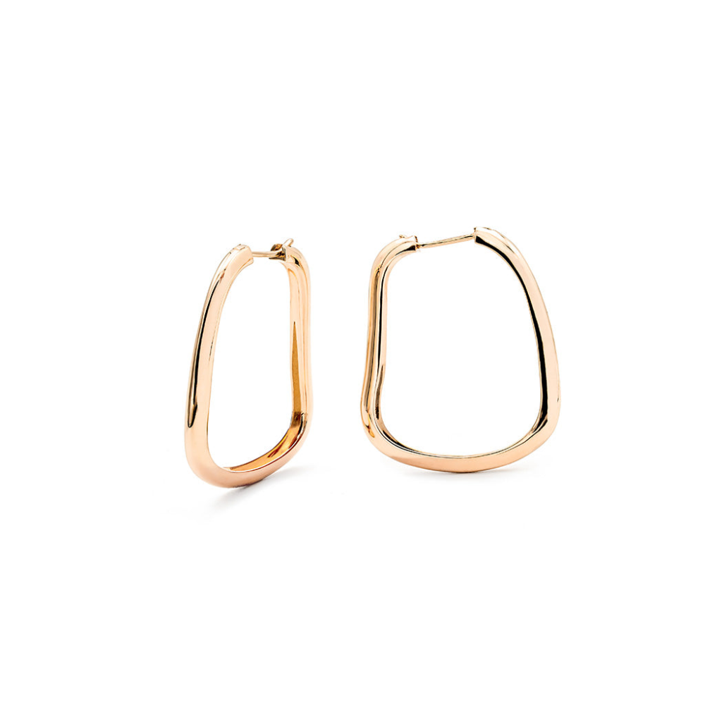 Puzzle hoop earrings in rose gold 750