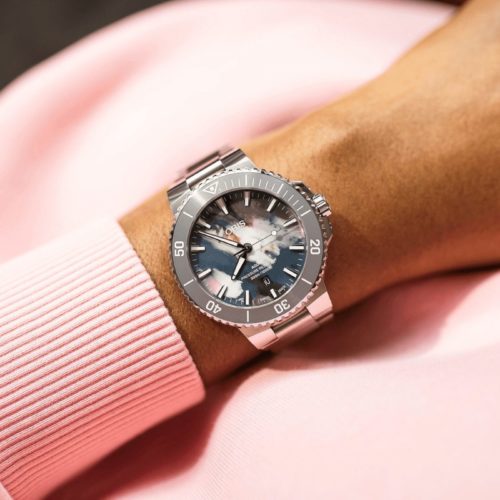 Oris Aquis date upcycle 01 733 7789 4150-07 8 23 04PEB horlogerie lionel meylan vevey lausanne montreux