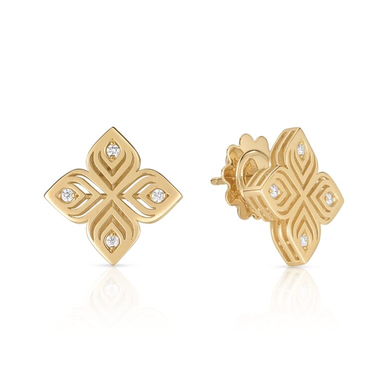 Roberto Coin - Arabesque Flower – Boucles d’oreilles en or jaune et diamants