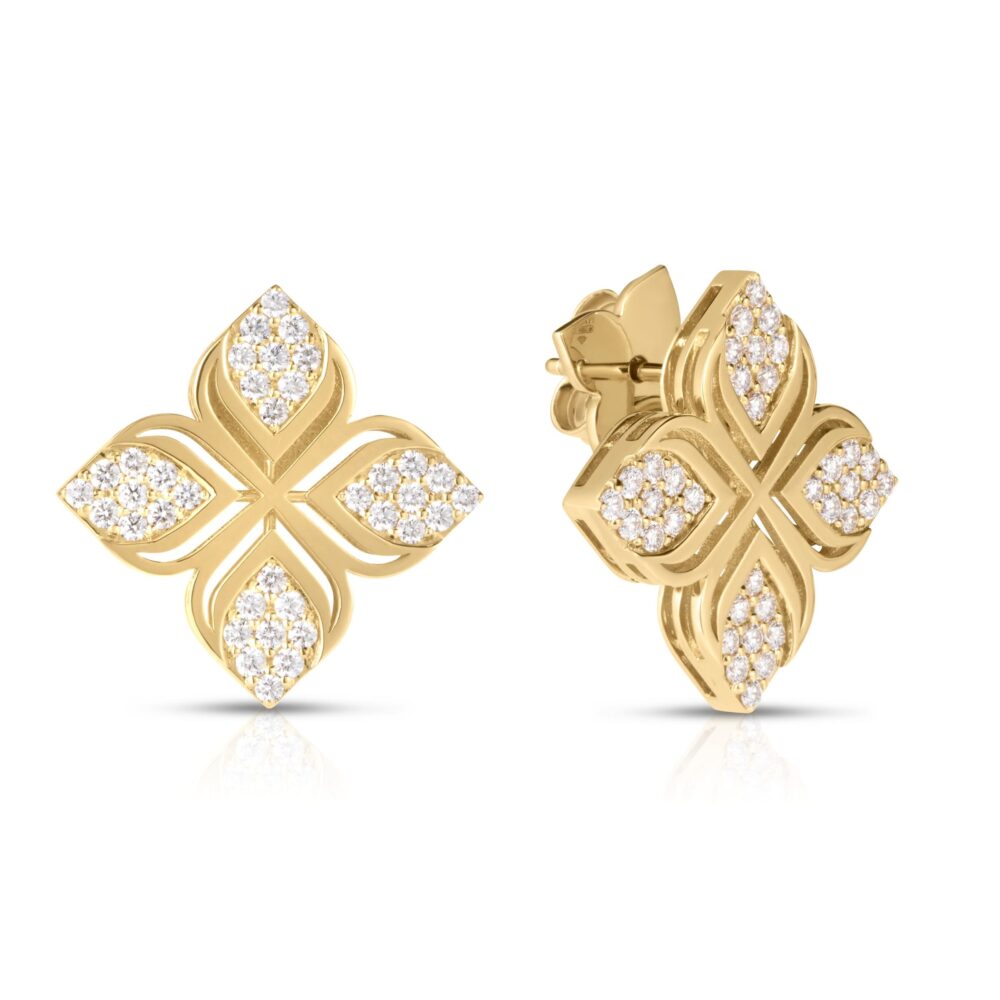Arabesque Flower – Earrings in yellow gold and diamonds
