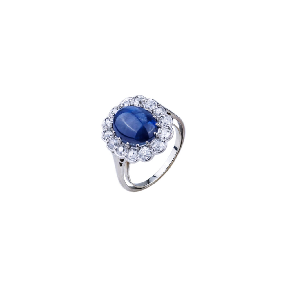 ring sapphire white gold 750
