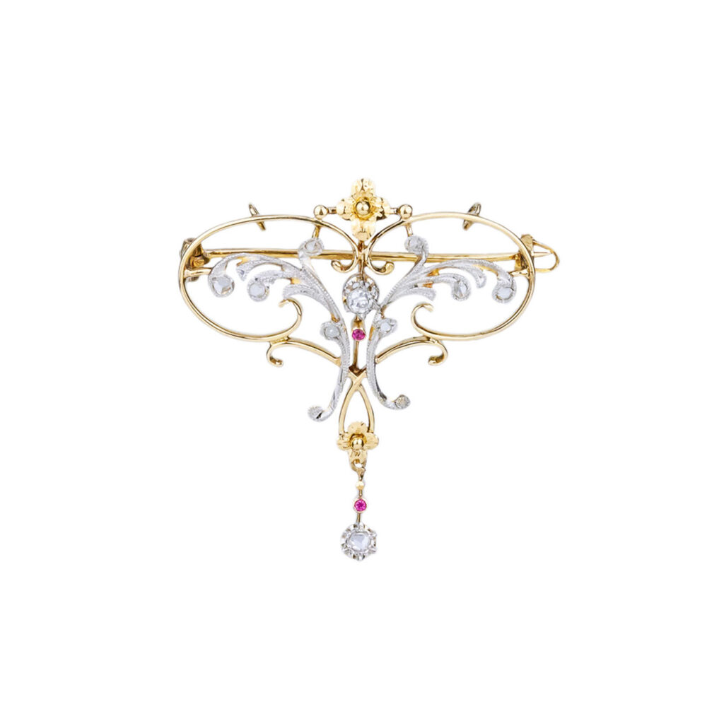broche pendentif en or jaune et blanc 750