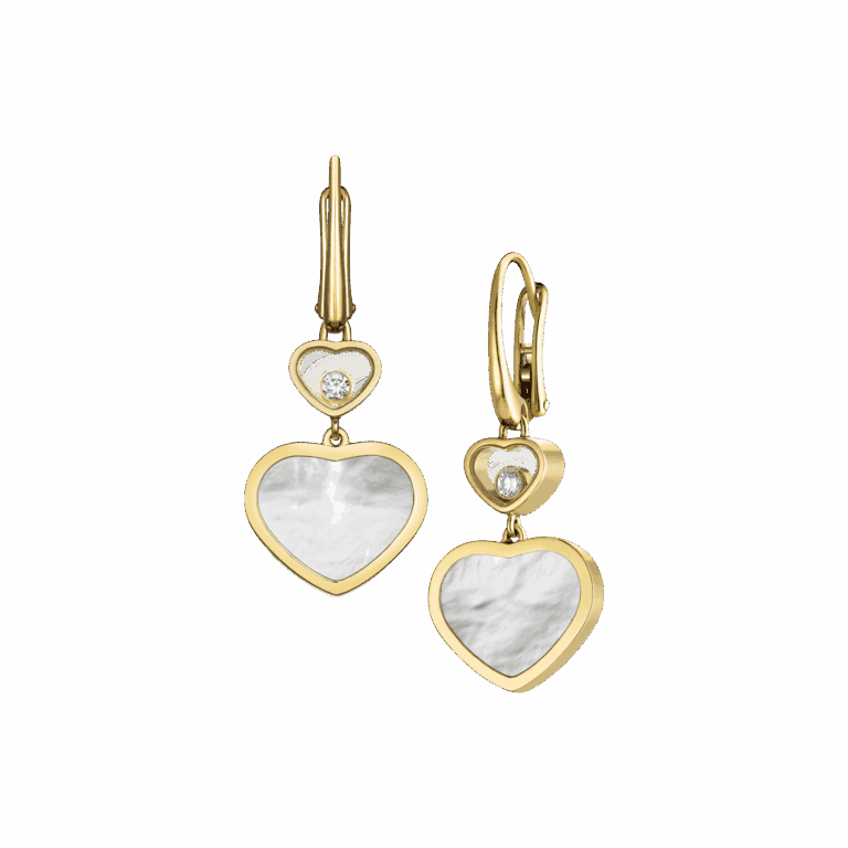 Chopard - Happy Hearts – earrings in yellow gold, mother-of-pearl and diamonds