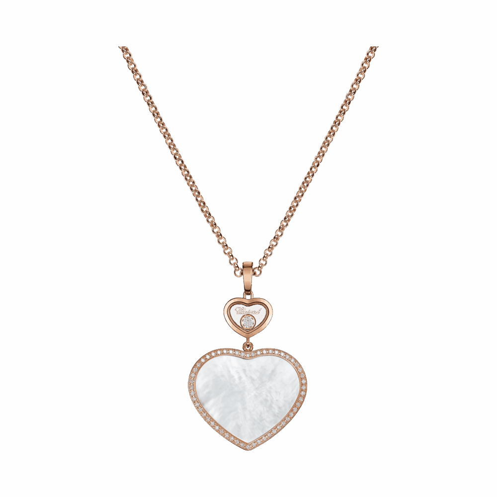 Happy Hearts pendentif en or rose, nacre et diamants