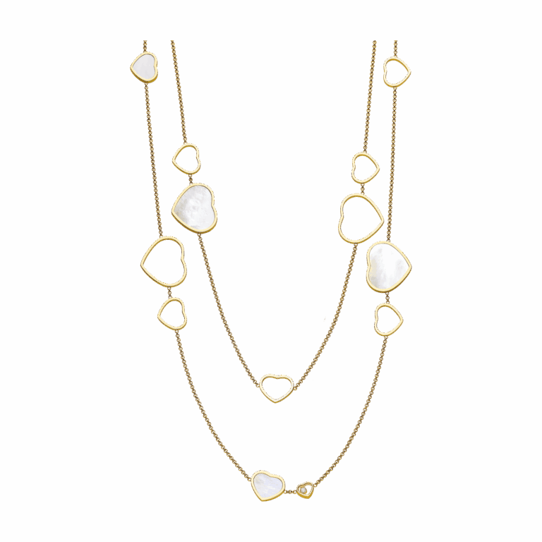 Chopard - Happy Hearts long necklace in yellow gold, mother-of-pearl and diamonds