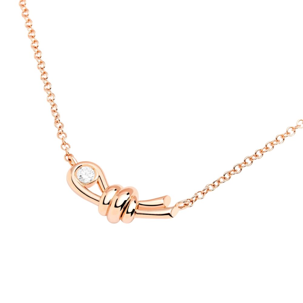 Nodo necklace in pink gold and diamonds