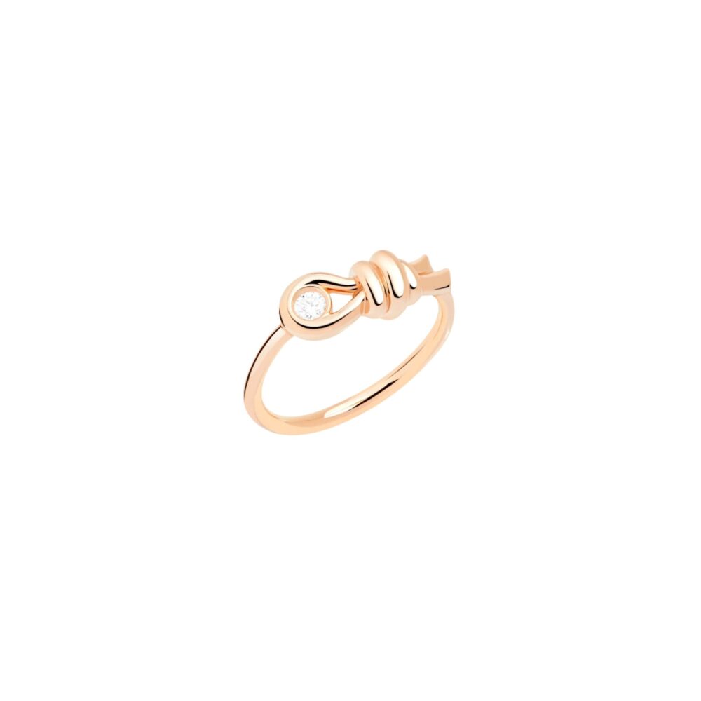 Nodo ring in pink gold with diamond