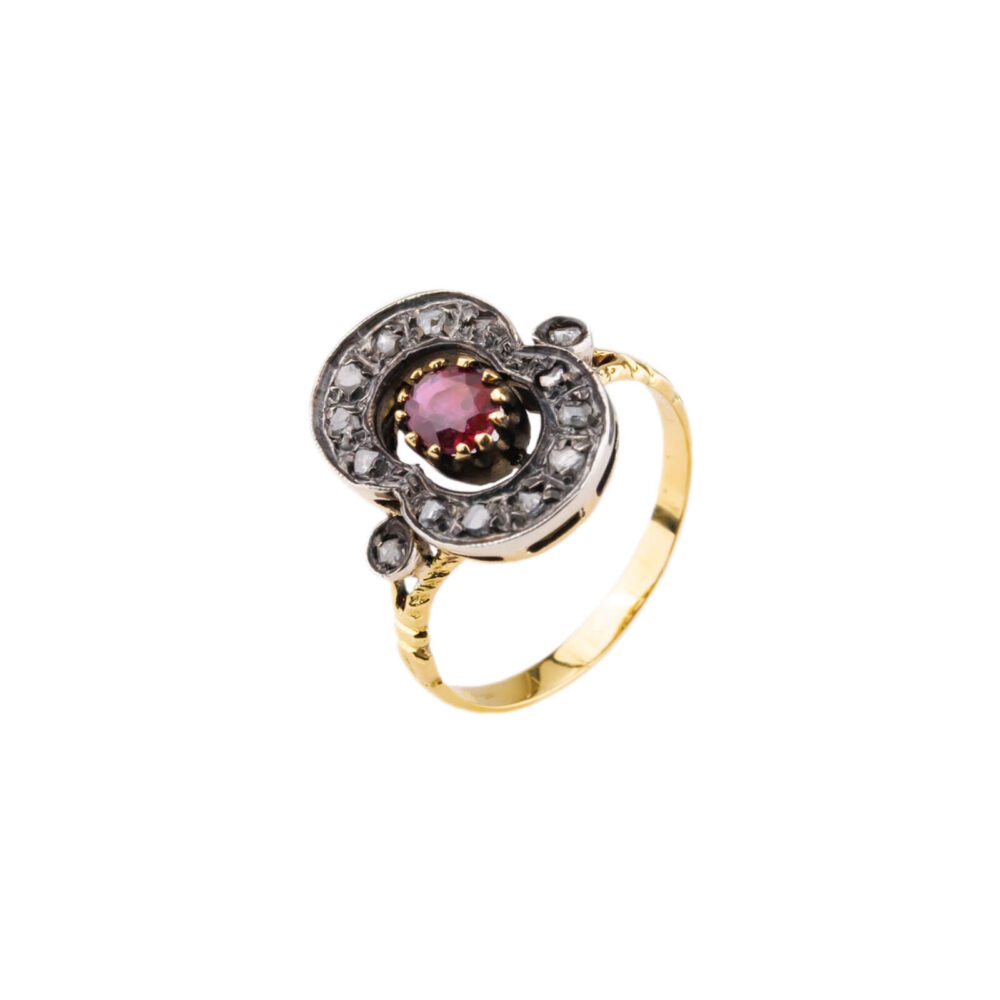 bague en or jaune et argent 800