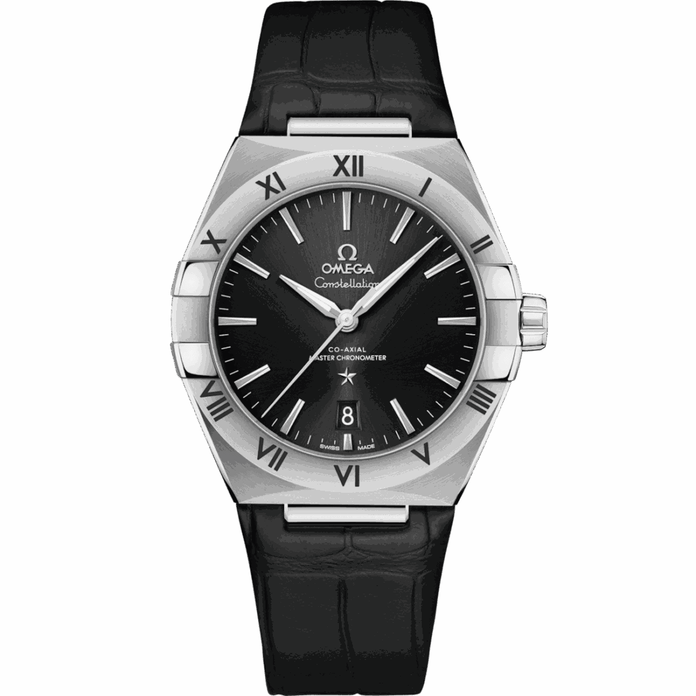 Constellation 39 mm, acier sur bracelet en cuir