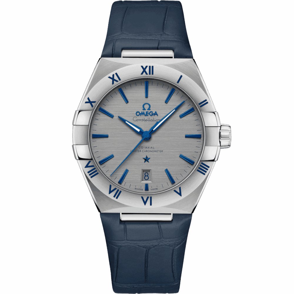 Constellation 39 mm, acier sur bracelet en cuir