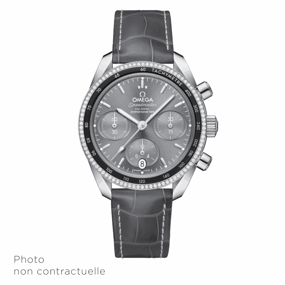 Speedmaster 38 – 38 mm, stainless steel on leather strap