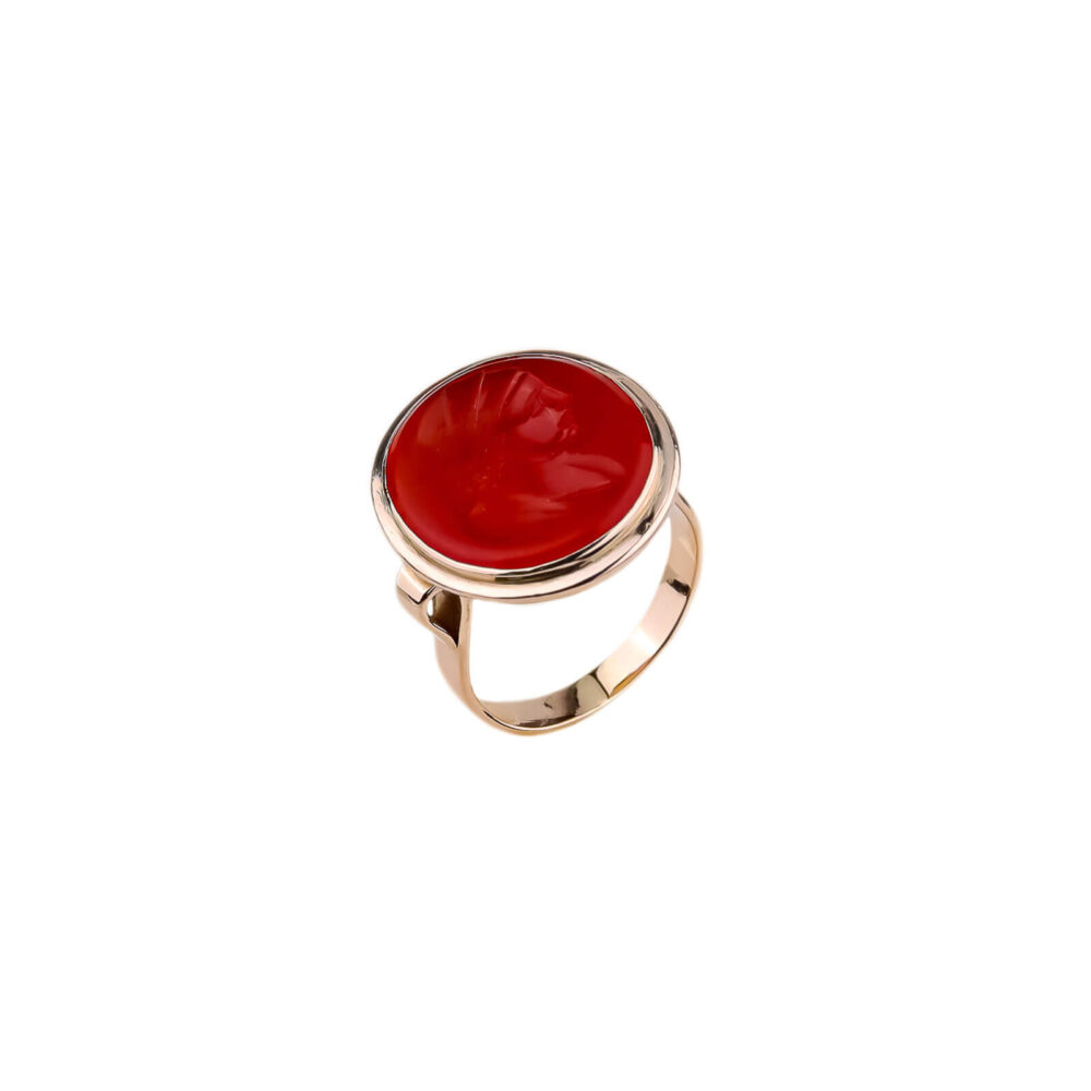 Bague or rose cornaline